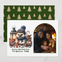 Photographie de Noël de la forêt cosy avec un héri