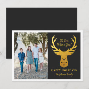 Cartes Pour Fêtes Annuelles Photographie de Renne en Feuille d'Or Fausse Oh Ce