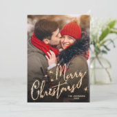 Cartes Pour Fêtes Annuelles Photographie moderne de Noël doré (Debout devant)