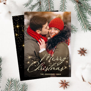 Cartes Pour Fêtes Annuelles Photographie moderne de Noël doré