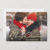 Cartes Pour Fêtes Annuelles Photographie moderne de Noël doré (Devant)