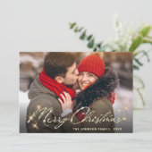 Cartes Pour Fêtes Annuelles Photographie moderne de Noël doré (Debout devant)