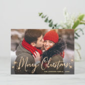 Cartes Pour Fêtes Annuelles Photographie moderne de Noël doré Code QR (Debout devant)