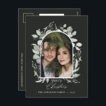 Cartes Pour Fêtes Annuelles Photographie vert botanique moderne noir<br><div class="desc">Noir moderne élégant botanique vert gris simplement classe arche botanique design de Noël de Noël.</div>