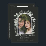 Cartes Pour Fêtes Annuelles Photographie vert botanique moderne noir<br><div class="desc">Noir moderne élégant botanique vert gris simplement classe arche botanique design de Noël de Noël.</div>