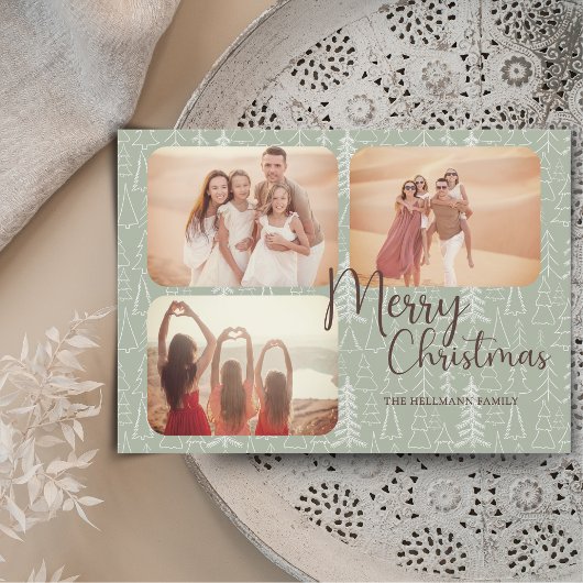 Cartes Pour Fêtes Annuelles Photos boho tendance moderne Joyeux arbres de Noël