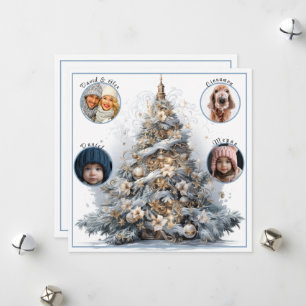 Cartes Pour Fêtes Annuelles Photos de famille Arbre de Noël aquarelle