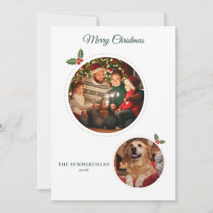 Cartes Pour Fêtes Annuelles Photos de famille et de chien à Noël dans un style