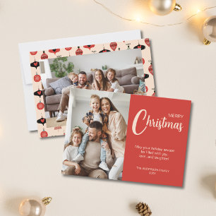 Cartes Pour Fêtes Annuelles Photos de Noël 2 Famille Rouge