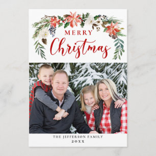 Cartes Pour Fêtes Annuelles Photos de Noël de Poinsettia Salutation