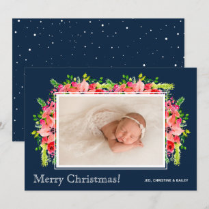 Cartes Pour Fêtes Annuelles Photos de Noël Poinsettias Annonces de naissance