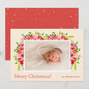 Cartes Pour Fêtes Annuelles Photos de Noël Poinsettias Annonces de naissance