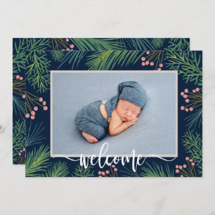 Cartes Pour Fêtes Annuelles Photos de Pins d'hiver Annonces de naissance