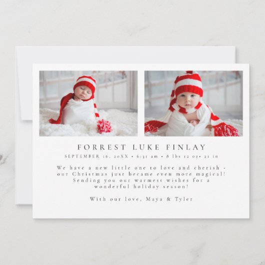 Cartes Pour Fêtes Annuelles Photos de statistiques de naissance modernes et jo (Dos)