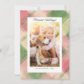 Cartes Pour Fêtes Annuelles Photos de vacances les plus joyeuses Plaid rose ve (Devant)