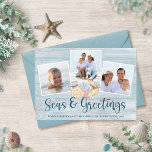 Cartes Pour Fêtes Annuelles Photos des mers et des salutations du bois côtier<br><div class="desc">Envoyez les voeux de Noël chaleureux de la plage avec cette carte de vacances côtière personnalisée avec 3 photos et "Seas & Greutages" en typographie manuscrite. Au centre se trouve un groupe de coquillages aquarelles, avec un arrière - plan en bois de plage. *Si vous avez besoin d'aide pour ce...</div>