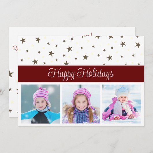 Cartes Pour Fêtes Annuelles Photos et étoiles de vacances joyeuses saisonnière (Devant / Derrière)