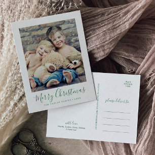Cartes Pour Fêtes Annuelles Photos minimalistes de Noël vert joyeux