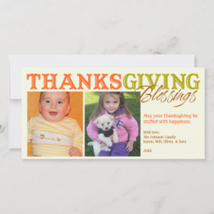 Cartes Pour Fêtes Annuelles Photos Orange vert personnalisé Thanksgiving bénéd
