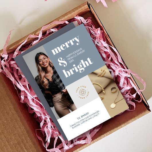 Cartes Pour Fêtes Annuelles Photos personnalisées Joyeux logo de petite entrep