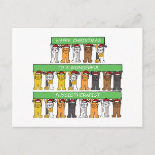 Cartes Pour Fêtes Annuelles Physiothérapeute joyeux chat caricature de Noël