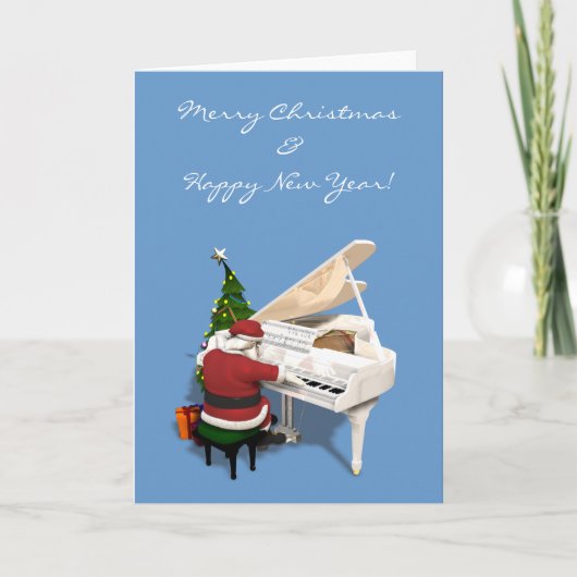 Cartes Pour Fêtes Annuelles Pianiste du Père Noël (Devant)
