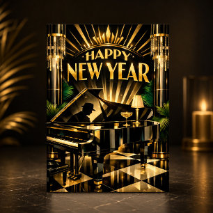 Cartes Pour Fêtes Annuelles Piano Art Déco Glamour Nouvel An