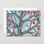 Cartes Pour Fêtes Annuelles Pic-de-bois dans le vitrail de Noël (Devant / Derrière)