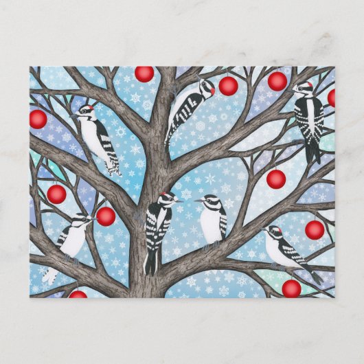 Cartes Pour Fêtes Annuelles Pic-de-bois dans le vitrail de Noël (Devant)