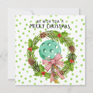 Cartes Pour Fêtes Annuelles Pickleball avec cadre de Noël
