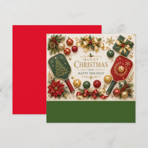 Cartes Pour Fêtes Annuelles Pickleball avec cadre de Noël