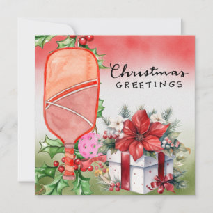 Cartes Pour Fêtes Annuelles Pickleball avec cadre de Noël