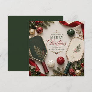 Cartes Pour Fêtes Annuelles Pickleball avec cadre de Noël