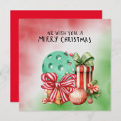 Cartes Pour Fêtes Annuelles Pickleball avec thème de Noël pour Joueur (Devant / Derrière)