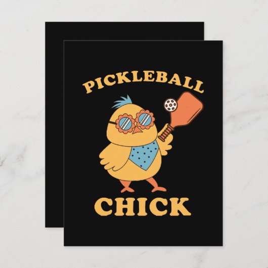 Cartes Pour Fêtes Annuelles Pickleball Chick - rétro (Devant / Derrière)