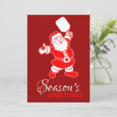Cartes Pour Fêtes Annuelles Pickleball classique Père Noël Bleu Noël (Debout devant)