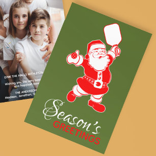 Cartes Pour Fêtes Annuelles Pickleball classique Père Noël Green Christmas Pho