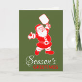 Cartes Pour Fêtes Annuelles Pickleball classique Père Noël Noël vert (Devant)