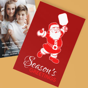 Cartes Pour Fêtes Annuelles Pickleball classique Père Noël Red Christmas Photo