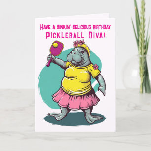 Cartes Pour Fêtes Annuelles Pickleball Diva avec manat Anniversaire
