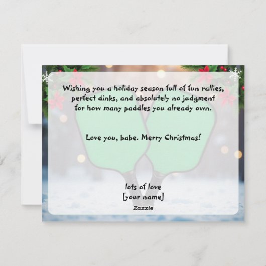 Cartes Pour Fêtes Annuelles Pickleball Double Trouble & Holiday Hustle (Dos)