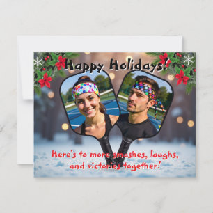 Cartes Pour Fêtes Annuelles Pickleball Double Trouble & Holiday Hustle