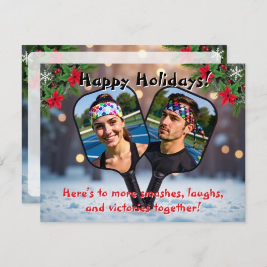 Cartes Pour Fêtes Annuelles Pickleball Double Trouble & Holiday Hustle (Devant / Derrière)