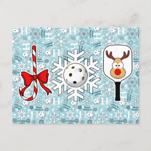 Cartes Pour Fêtes Annuelles Pickleball Joie Noël Ho Ho Ho Snowballs Bleu