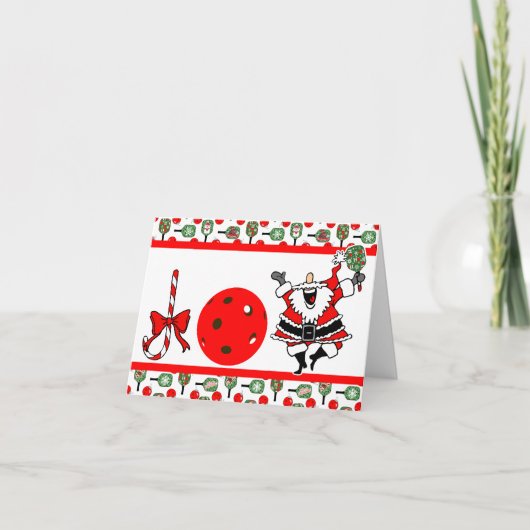 Cartes Pour Fêtes Annuelles Pickleball Joie Noël Party Père Noël Paddles (Devant)