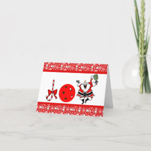 Cartes Pour Fêtes Annuelles Pickleball Joie Noël Rouge et Blanc Père Noël