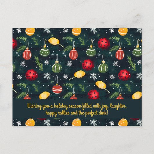 Cartes Pour Fêtes Annuelles Pickleball 🎄 Joyeux Noël, texte personnalisé (Devant)