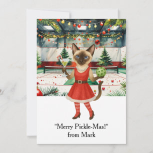 Cartes Pour Fêtes Annuelles PICKLEBALL Noël avec le texte "Joyeux Pickle-Mas !