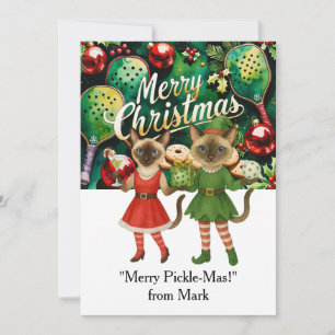 Cartes Pour Fêtes Annuelles PICKLEBALL Noël avec le texte "Joyeux Pickle-Mas !