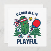 Cartes Pour Fêtes Annuelles Pickleball Noël O Venez Tous Vous Jouez (Devant / Derrière)